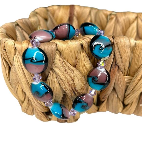 Swirl Wave Beaded Jewelry 3 Piece Set Bracelet Earrings Pendant / Charm - Picture 8 of 8